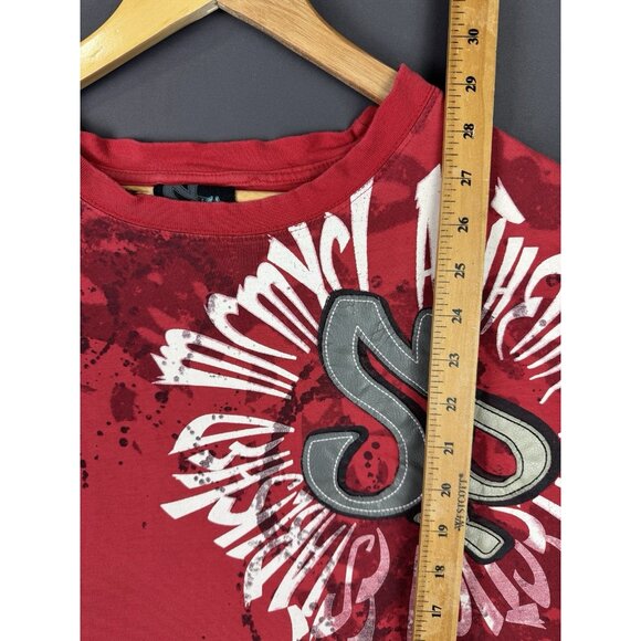 Vintage Y2K SouthPole AOP Red Shirt XL Streetwear Hype Art Logo Rare Hip Hop Art - Picture 16 of 16